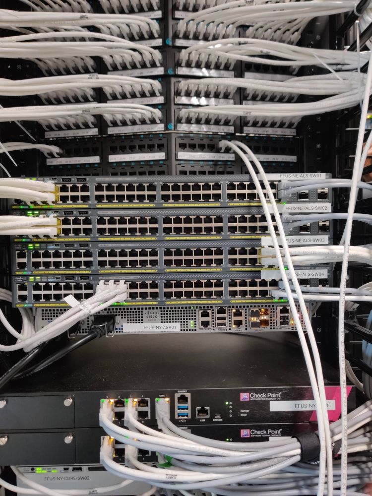 A neatly organized server rack after cable management and wiring completed by WinC IT Services